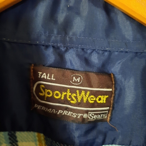 Vintage Sears SportsWear blue maroon plaid flannel button down shirt - Picture 11 of 12